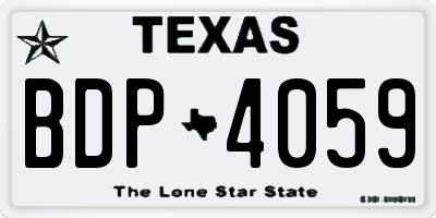 TX license plate BDP4059