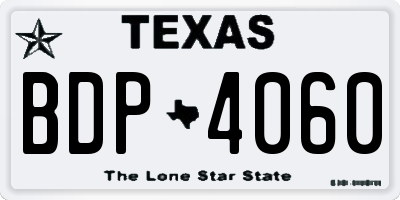 TX license plate BDP4060