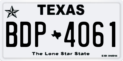TX license plate BDP4061