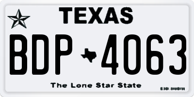 TX license plate BDP4063