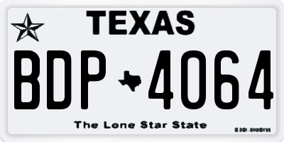 TX license plate BDP4064