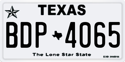 TX license plate BDP4065
