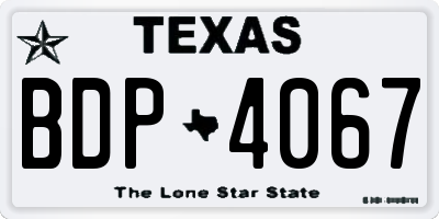 TX license plate BDP4067