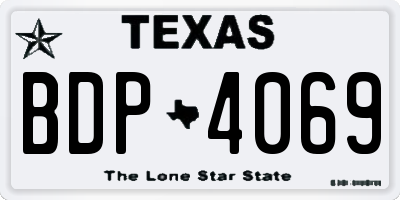 TX license plate BDP4069