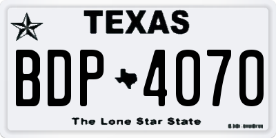 TX license plate BDP4070