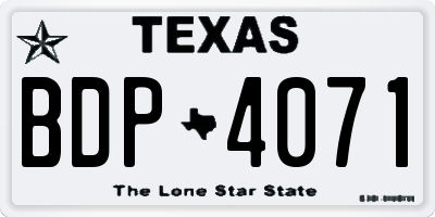 TX license plate BDP4071