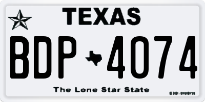 TX license plate BDP4074