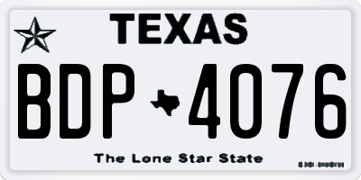 TX license plate BDP4076