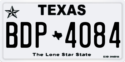 TX license plate BDP4084