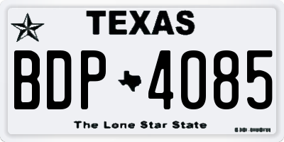 TX license plate BDP4085