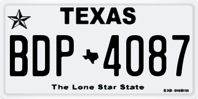 TX license plate BDP4087