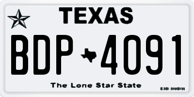 TX license plate BDP4091