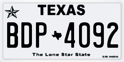 TX license plate BDP4092