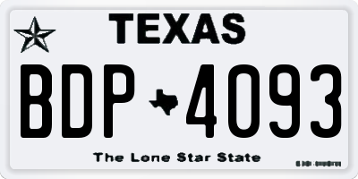 TX license plate BDP4093