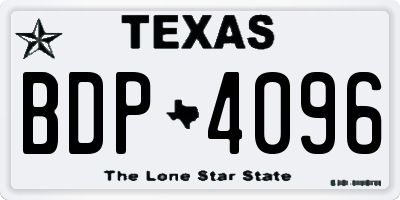 TX license plate BDP4096