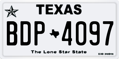 TX license plate BDP4097
