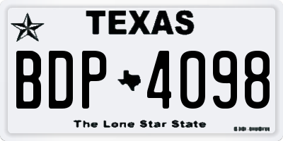 TX license plate BDP4098