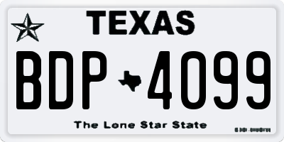 TX license plate BDP4099