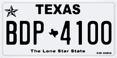 TX license plate BDP4100