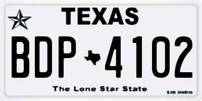TX license plate BDP4102