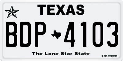 TX license plate BDP4103