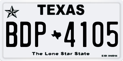TX license plate BDP4105