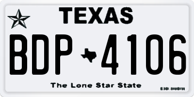 TX license plate BDP4106