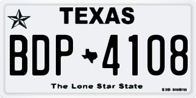 TX license plate BDP4108