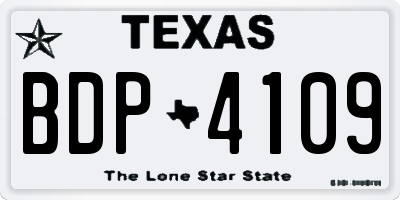 TX license plate BDP4109