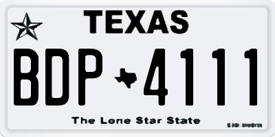 TX license plate BDP4111