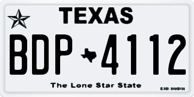 TX license plate BDP4112