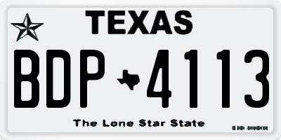 TX license plate BDP4113