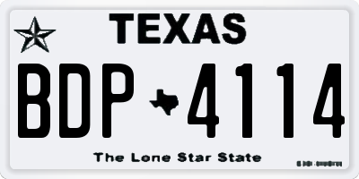 TX license plate BDP4114