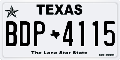 TX license plate BDP4115