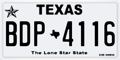 TX license plate BDP4116