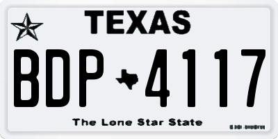 TX license plate BDP4117