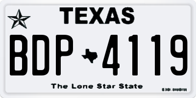 TX license plate BDP4119