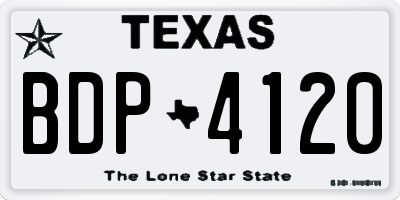 TX license plate BDP4120