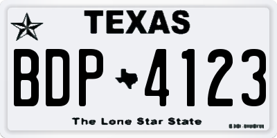 TX license plate BDP4123