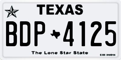 TX license plate BDP4125