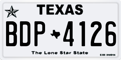 TX license plate BDP4126