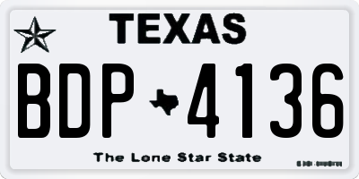 TX license plate BDP4136