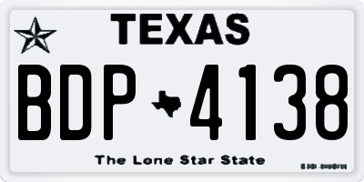 TX license plate BDP4138