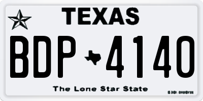 TX license plate BDP4140
