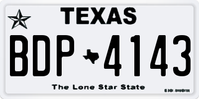 TX license plate BDP4143