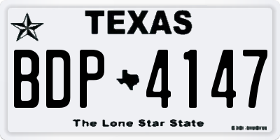 TX license plate BDP4147