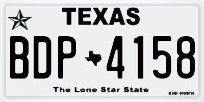 TX license plate BDP4158