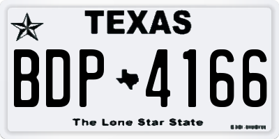TX license plate BDP4166