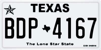 TX license plate BDP4167