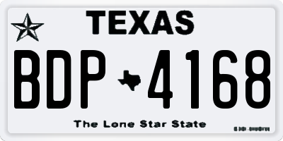 TX license plate BDP4168